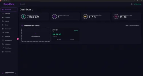 GameZone Manager -- Logiciel de gestion de salle de jeux (PS4/PS5/Xbox) / avec vente de snacks