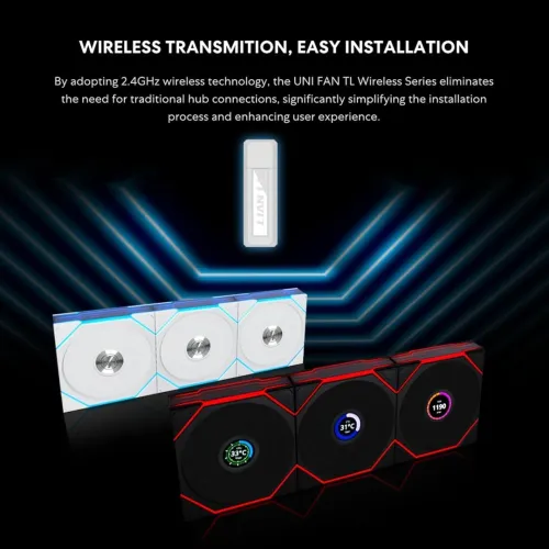Lian Li UNI Fan TL 120 Wireless Triple Pack  2.4 GHz Wireless Inclue