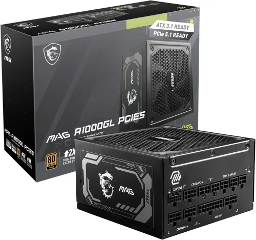 Alimentation MSI MAG A1000GL ATX 3.1 & PCIE 5.1 Ready - Full Modular - 80 Plus Gold Certified 1000W