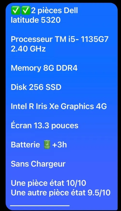 Dell Latitude 5320 i5 11ème génération 8/256 13.3 GPU Intel iris xe