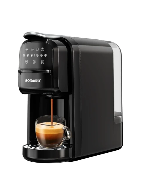 Machine A Café Multi-capsules 3En1, Cafetière 1400 Watt, Panneau De Commande Tactile, Fonction Autonettoyante - Noir