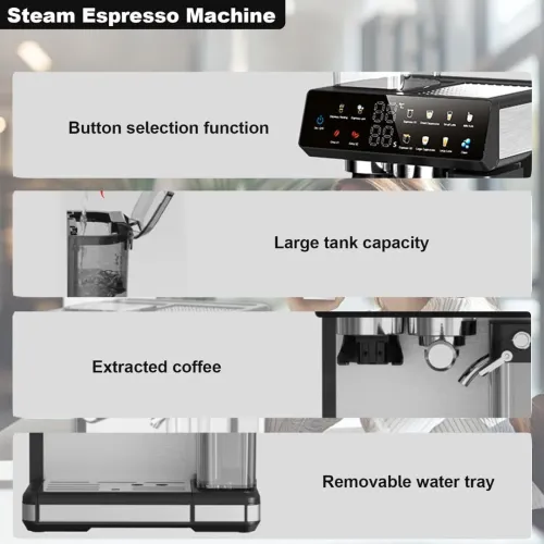 Machine à Café Expresso Automatique 4En1 Avec Broyeur Intégré, 20 Bars 2,6 L, Coffee Grinding, Espresso, Cappuccino, Milk Foam