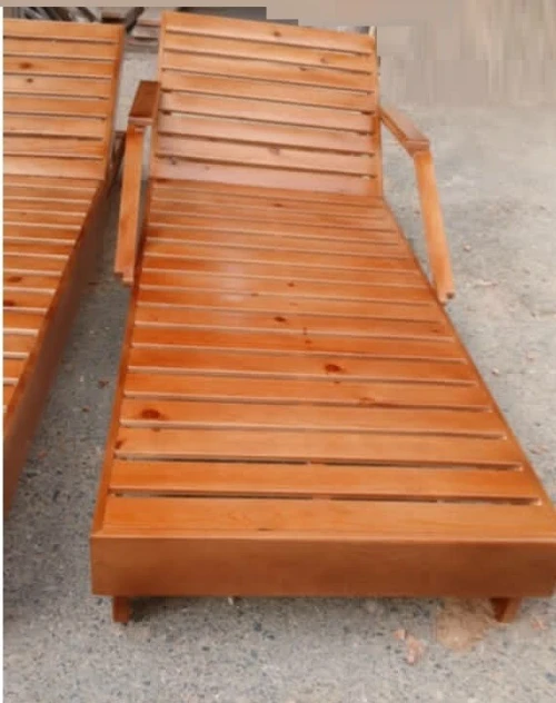 Chaise Transat Longue Pliable 2En1 Bois