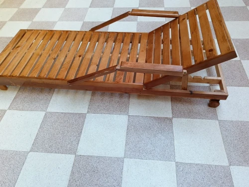 Chaise Transat Longue Pliable 2En1 Bois