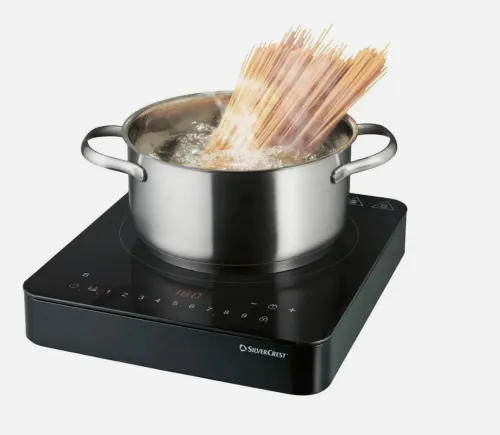Plaque Chauffante Cuisson à Induction 2200W Avec Une Surface En Verre Noir, Spéciale Et Facile D'entretien SilverCrest