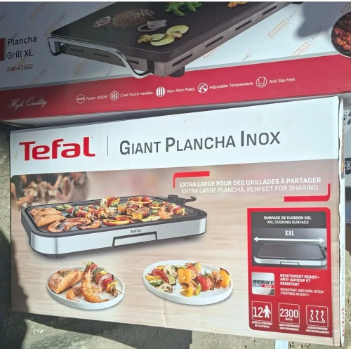 Plancha Electrique Tefal  XXL 2300W Surface Revêtement Antiadhésif, Thermostat Réglable, Sans Huile, cuisson Saine, Facile à Nettoyer