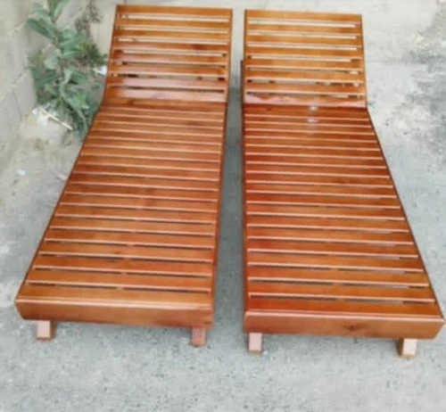 Chaise Transat Longue Pliable 2En1 Bois