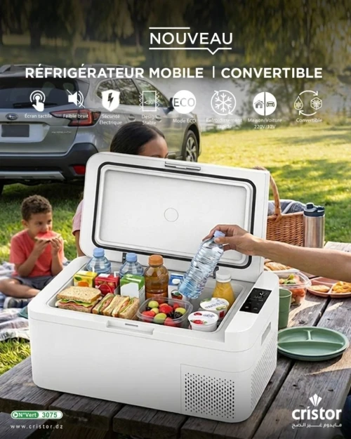 Réfrigérateur Portable Pour Voiture 18 Litres, Refroidisseur à Compresseur 12/24V, Bateau, Camping, Voyage, Pêche En Plein Air Et Midical