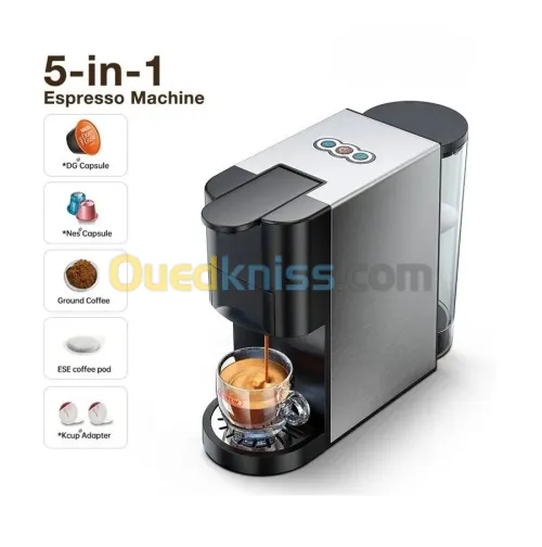 Machine a Café Multi-Capsules 5En1 INOX 1450W, Dolce Gusto /Nespresso /Lavazza Blue /Pasti /Poudre