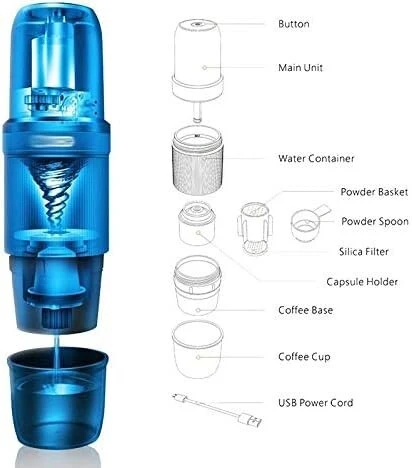 Mini Machine A Café Poudre Et Capsule , Portable Espresso A Batterie Rechargeable 80mL 2000mAh