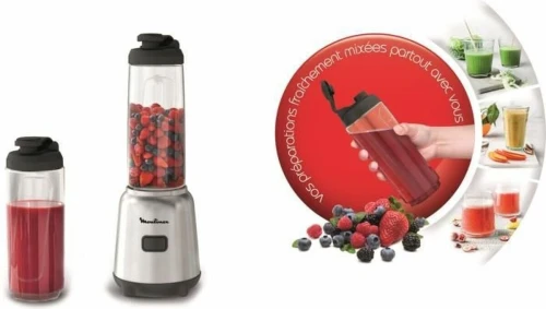 Mixeur Moulinex Blender 2 Bouteilles, Design Compact, Lames Amovibles Faciles A Nettoyer