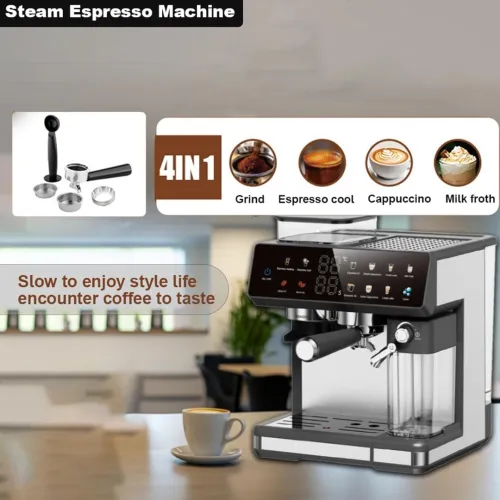 Machine à Café Expresso Automatique 4En1 Avec Broyeur Intégré, 20 Bars 2,6 L, Coffee Grinding, Espresso, Cappuccino, Milk Foam