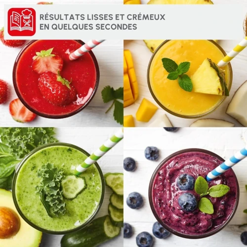 Mixeur Moulinex Blender 2 Bouteilles, Design Compact, Lames Amovibles Faciles A Nettoyer