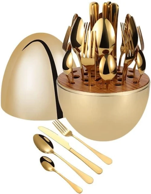 Serie Ensemble de couverts créatifs en forme de œuf ,Cuillères ,Fourchettes ,Couteaux 24 Pièces
