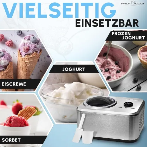  Sorbetière Et Yaourtière Électrique 1.5L Proficook En Acier Inoxydable