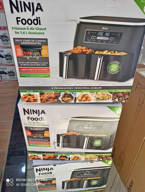 NINJA Friteuse Sans Huile ,Capacité De 7,6L , Avec 2 Tiroirs, 6 Modes De Cuisson