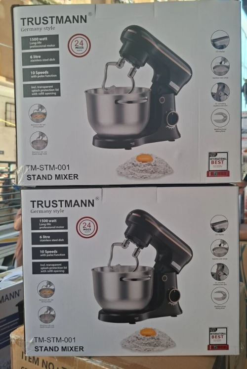 Robot Pétrin Double Crochet, 1500 Watt Avec Minuterie TRUSTMANN