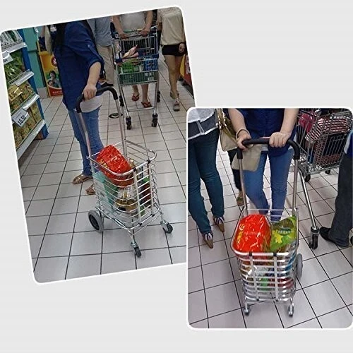 Chariot Caddie Portable Et Pliable , Pour Supermarché A 4 Roues, Monte-Escalier, En Aluminium Dure