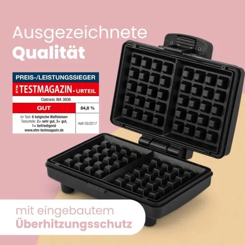 Grille-Pain Gaufrier CLATRONIC WA 3606 Avec Thermostat Intelligent