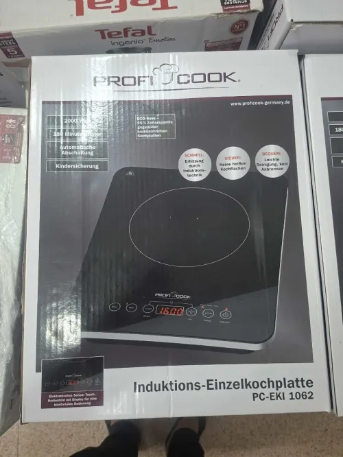 Plaque Chauffante Induction 2000W Noir Vitrocéramique Tactile Proficook 