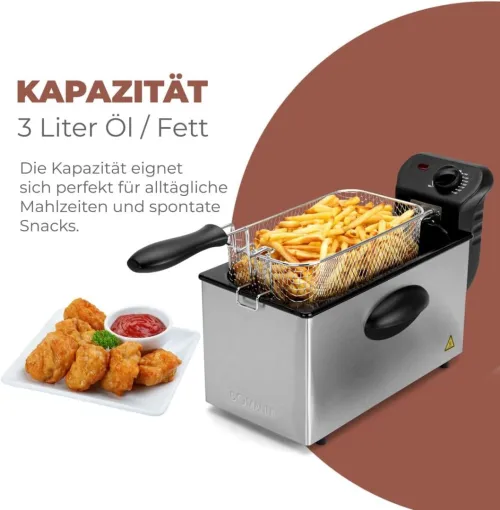 Friteuse Compacte En Inox 3Litres 2000Watts Bomann 