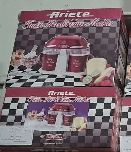 Sorbetière Ariete Twin Avec 2 Coupes Réfrigérées, Permet De Préparer Simultanément 2 Parfums De Glace Différents - Ice Cream Maker