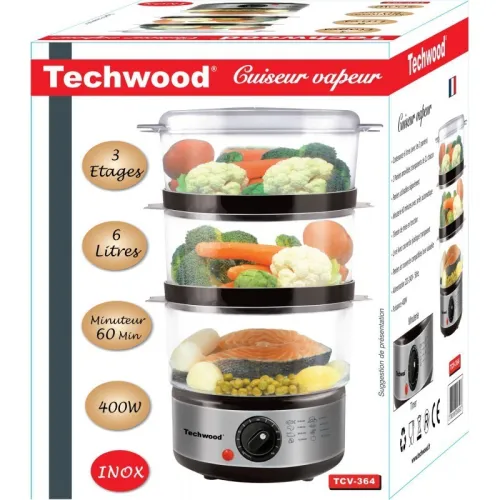 Cuiseur vapeur Minuterie En INOX avec Arrêt automatique TECHWOOD