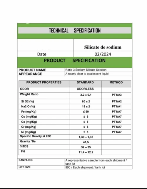 Silicate de sodium liquide.   سيليكات الصوديوم 