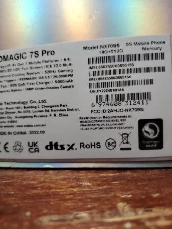 REDMAGIC 7S PRO MERCURY 18GB/512 STOCKAGE BLISTER