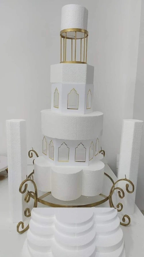 فو كايك بوليستران & ديكور حلويات الأفراح faux cake Polystyrène & décoration piece monté