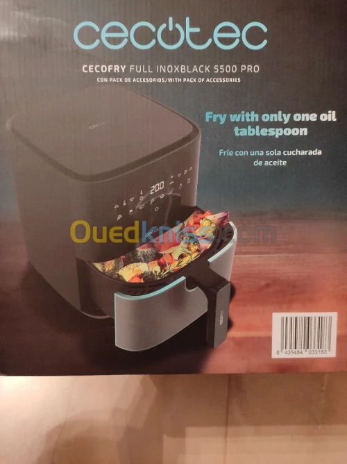 Friteuse Cecotec Air Frayer à vapeur Full INOX Pro 5,5 litres 17000 watts Digital 8 programmes.