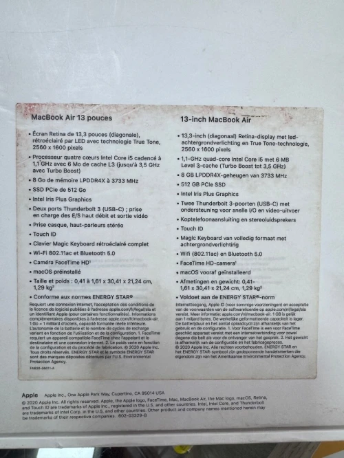 MacBook Air 2020 i5 8G 512G etat comme neuf