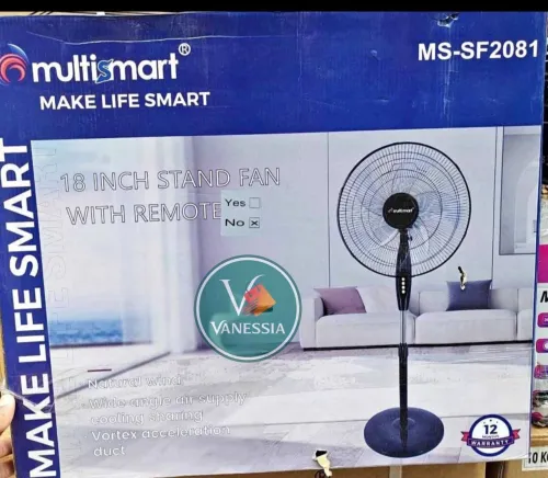 Ventilateur sur pied marque multismart noir 18 modern