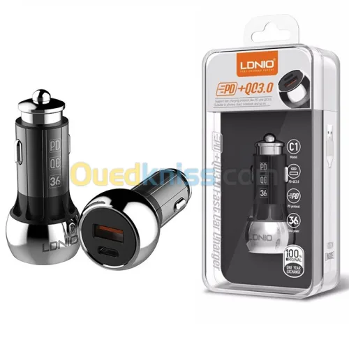 CHARGEUR AUTOMOBILE LDNIO C1 USB + TYPE-C 38W