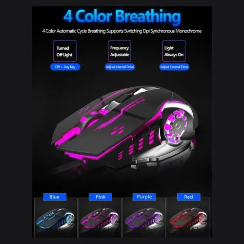 Mouse Gamer Tinji Tj-1 Optico 3200 Dpi Usb Led 6 Botones