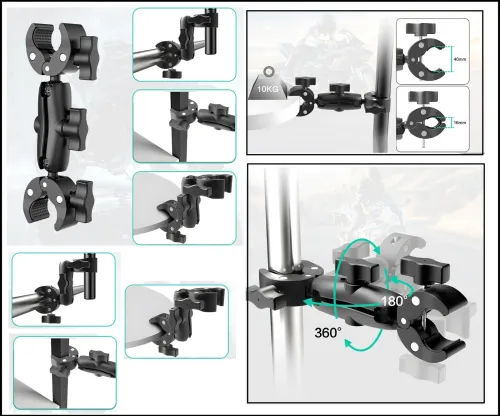 Fixation insta360 GoPro DJI pour MOTO 4*4 QUAD Bateau