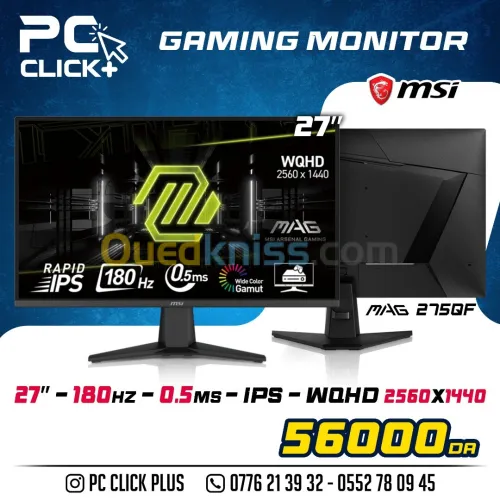 ECRAN MSI MAG 27'' 180HZ 0.5MS IPS WQHD