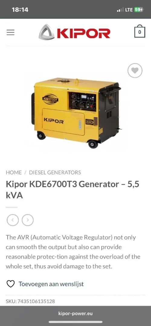 Groupe électrogène kipor  