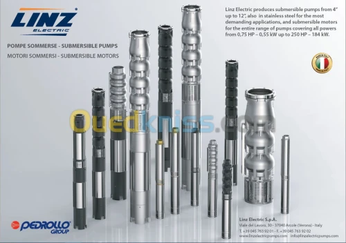 Pompe immergée Europe : Noryle/Inox/Fonte|De 1.5 à 90CV - Marques: SPCO|PEDROLLO|LINZ|GENERAL PUMPS - مضخات غاطسة أوروبية