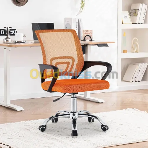 Chaise de Bureau Ergonomique avec Support Lombaire Orange       