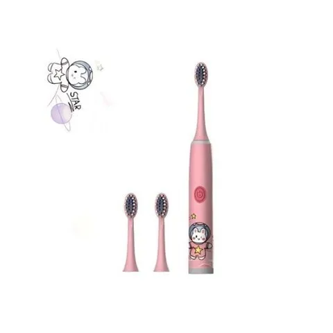 Brosse à dents électrique enfant avec 3 têtes Cartoon (Série Space) rose et bleu