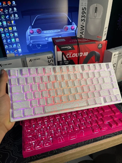 Clavier Attack Shark R82HE White and Pink
