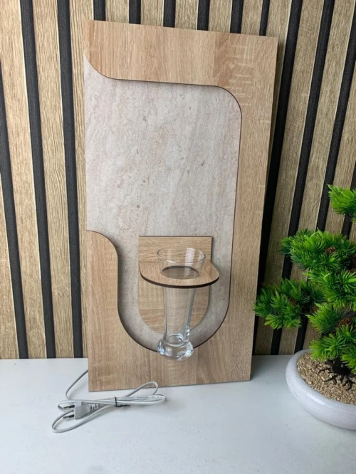 Panneau Mural Décoratif avec Éclairage LED Design Moderne en Bois V3