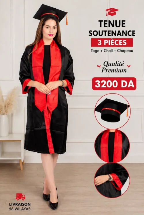 Tenue de soutenance adulte لباس التخرج BEM BAC LICENCE DIPLOME