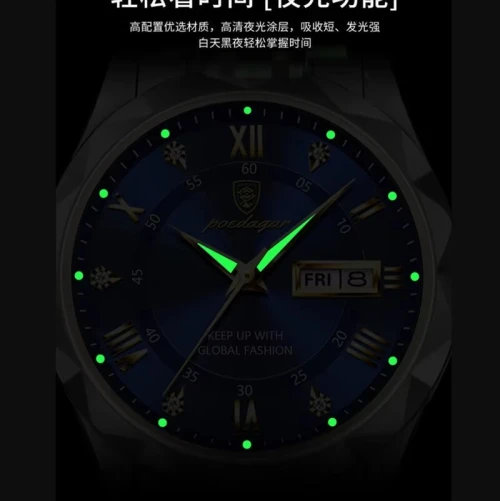 Montre Poedagar pour Homme ( Élégante, Résistante à l'Eau, Design Moderne et Bracelet Inoxydable )