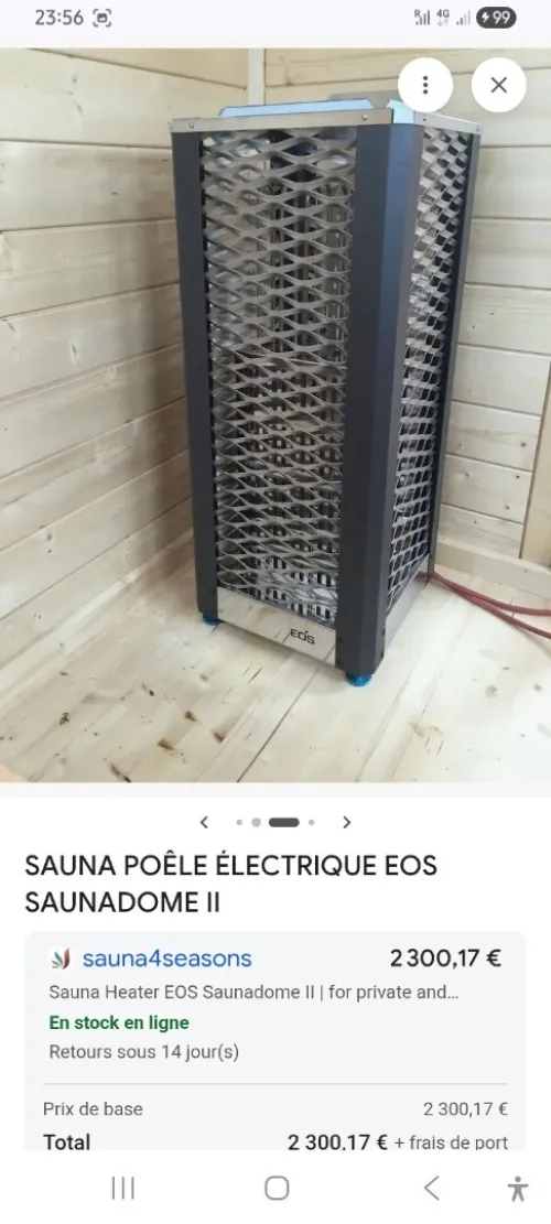 Poêles de sauna éléctrique Harvia The Black Wall Steel SW90 9KW et EOS Saunadome II 12KW avec ses accéssoires