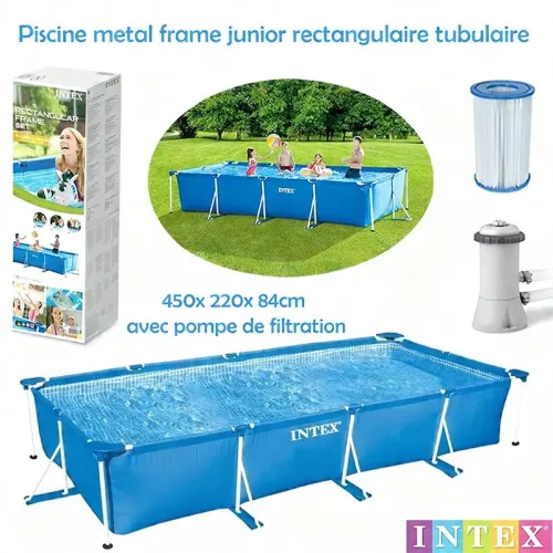 Piscine hors sol tubulaire 450x 220x 84cm avec pompe de filtration  Intex