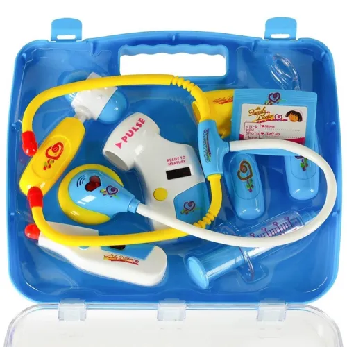 Kit médical pour enfants dans une mallette avec lumière bleue