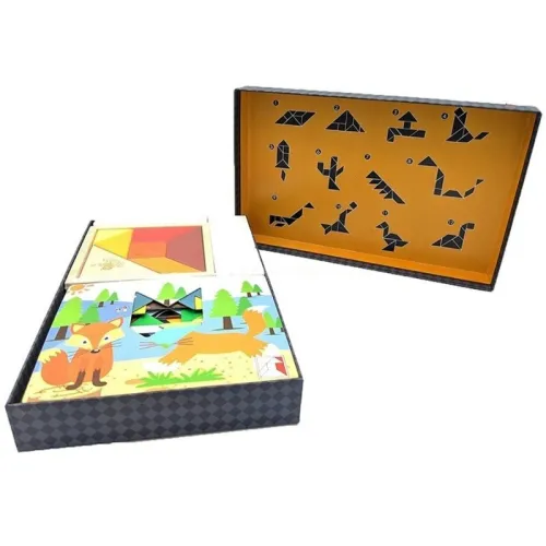 Jouet éducatif créatif Tangram Puzzle géométrie en bois pour enfants