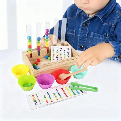 Jouet D apprentissage Perles arc-en-ciel en Bois